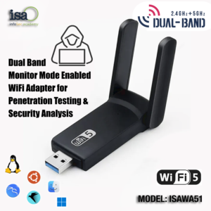 Dual Band Monitor Mode Enabled USB WiFi Adapter for WiFi Penetration Testing and Security Analysis